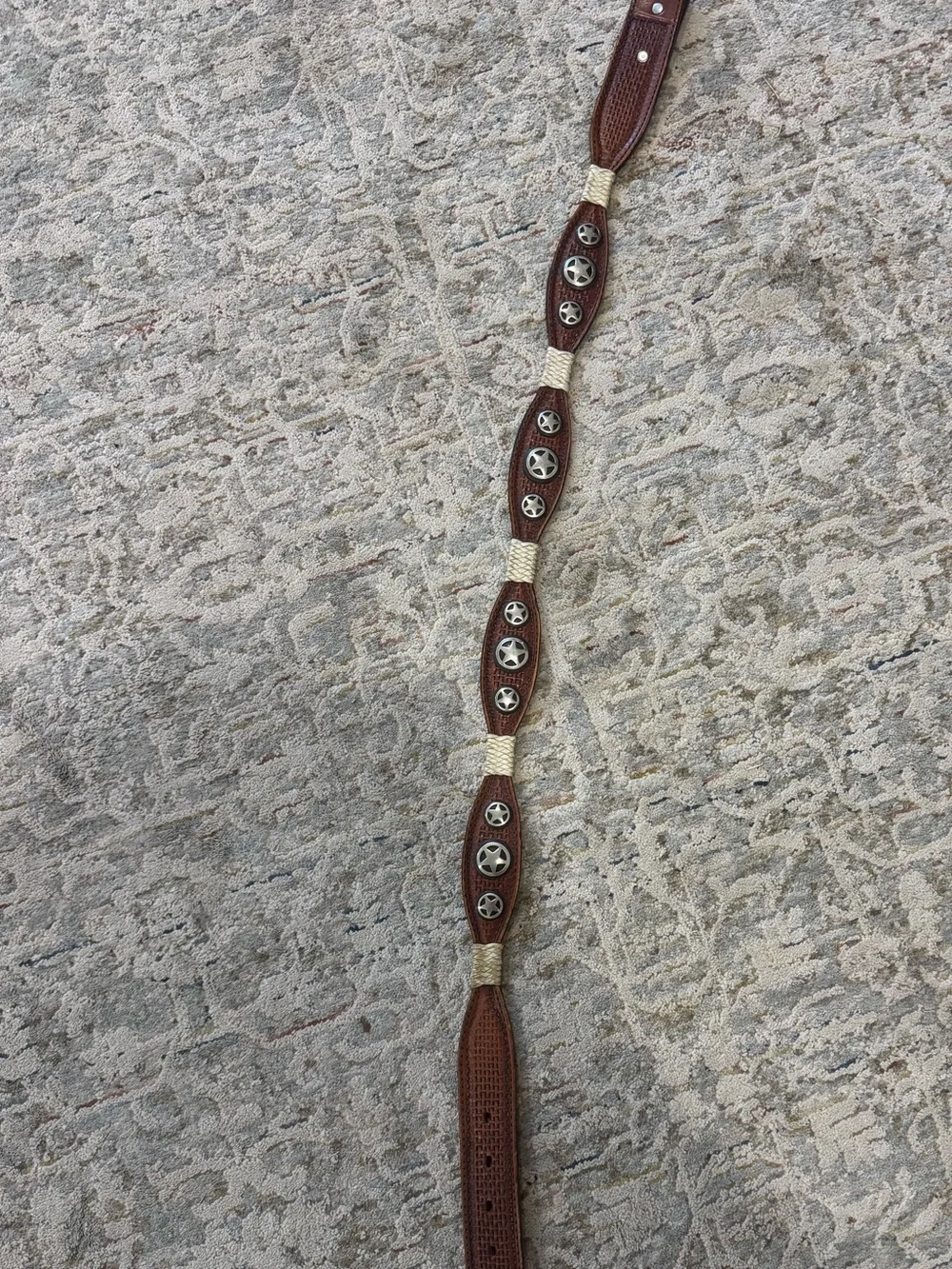 Double J Saddlery Brown Western Concho Leather Belt Length 37 or size Medium